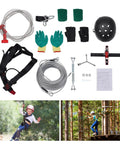 Backyard Zip Line Kit For Kids And Adults, 120 Foot Outdoor Zipline With Swing Seat, Spring Brake And Safety Harness, Heavy Duty Up To 330 Lbs