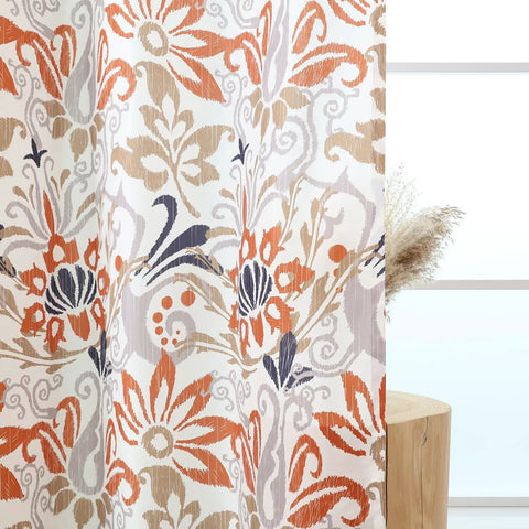 Privacy Boho Curtains 84 Inches Long 2 Panels Set Orange Brown Light Filtering Drapes For Living Room Bedroom Nursery Grommet Top Botanical Floral Pattern Cozy Vibe