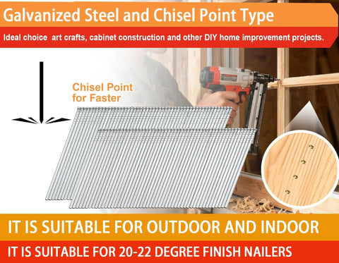 Heavy Hitter Galvanized Finish Nails 16 Gauge 20 Degree Angled 2000 Piece Set for use with 20-22 degree finish nailers.