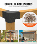 Beefy Heavy Duty 4 Piece 3 Way Corner Bracket Kit For 6x6 Posts Carbon Steel With Black Powder Coat for Outdoor Structures