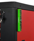 One Quarter Inch Hex Bit Organizer With Magnetic Base In Green Holds Up To Forty Three Hex Bits on metal cabinet