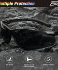 24 Pack Smoke Safety Glasses with Tinted Polycarbonate Lenses, ANSI Z87.1 Rated Eye Protection on rocky surface