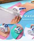 45mm Rotary Cutter Set With Five Replacement Blades And An A5 Cutting Mat for fabric crafting and sewing demonstration