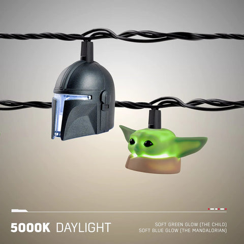 Mandalorian And Grogu String Lights 10 Foot LED Indoor Outdoor Lighting With Totally Cool White 5000K Bulbs The Child Collector Edition