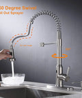 Touchless Kitchen Faucet With Motion Sensor Hands Free Operation Single Handle Pull Down Sprayer Brushed Nickel Finish High Arc Design