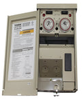 Open Pool And Spa Control Panel with Time Switch 240 VAC Input 20 Amp Half Circuit Breaker Base showing interior dials and switches