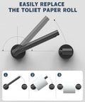 Matte Black Stainless Steel Toilet Paper Holder With Double Post Pivoting Roll, Wall Mounted Fixture For Commercial Bathrooms And RVs