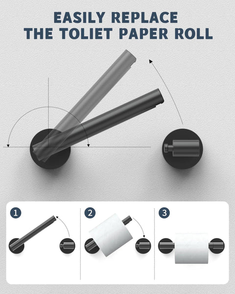 Matte Black Stainless Steel Toilet Paper Holder With Double Post Pivoting Roll, Wall Mounted Fixture For Commercial Bathrooms And RVs