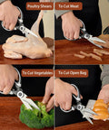 Three Pack Kitchen Scissors Set With Two Large Multi Purpose Scissors And One Curved Seafood Scissors For Chopping Meat Poultry Veggies And Seafood Heavy Duty Sharp Durable Kitchen Shears You Can Count On, stainless steel