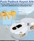 Puck Lock Hidden Shackle Padlock 2 Pack for Trailers and Storage 2 7 Eighths Inch Heavy Duty Padlocks With Keys