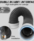 8Ft Flexible Aluminum Dryer Vent Hose 4 Inch Duct With Rubber Seal Connectors Insulated Exhaust Hose For Tight Spaces No Fuss Install Kit With Clamps shown in detail for high sealing and easy installation.