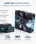 12V DC RV Axial Ventilation Fan 4.7x4.7x1 In 120x120x25 Mm High Flow 160 CFM with control module