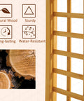Detailed view of 90 Inch Wood Garden Arbor Arch With Trellis Wall For Climbing Plants And Hanging Vines, showcasing wood grain