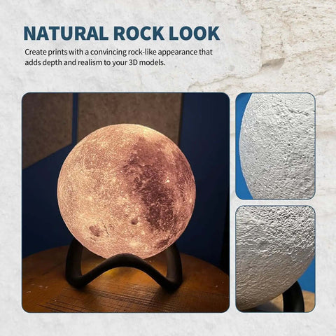 Marble Rock PLA Filament 1.75mm for 3D Printing, showcasing realistic stone texture on a spherical model with veining.