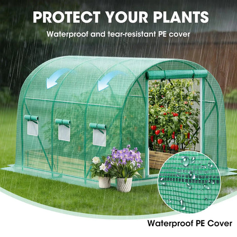 Walk In Greenhouse With Dual Zippered Screen Doors And Six Screen Windows Heavy Duty Galvanized Steel Frame With Reinforced Cross Bars Easy Butterfly Screw Assembly Built For Garden Pros And Weekend Green Thumbs Alike 10x7x7 Ft