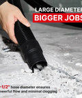 Beefy 8 Ft Universal Vacuum Hose 2.5 Inch Heavy Duty Replacement Hose in use clearing debris on a construction site floor.