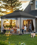 13x13 Pop Up Gazebo Canopy No Fuss Backyard Patio With Mosquito Netting, Easy Setup One Push Center Lock, Wheeled Carry Bag