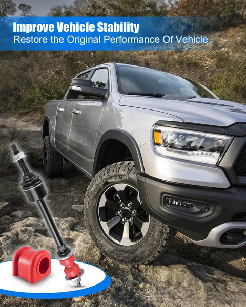 Dodge Ram 1500 4WD Sway Bar Link With Bushing Kit For 2006 To 2012 2013 To 2018 And Classic 2019 To 2024 heavy-duty link and red bushing