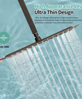 Big Ol 16 Inch Square Stainless Steel Rain Shower Head With High Pressure, Ultra Thin, Oil Rubbed Bronze Finish, Water Saving 2.5 GPM
