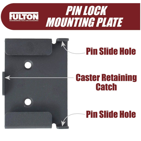 Pin Lock Mounting Plate for Four Rock Solid Retractable Casters Featuring Quick Release Mounting Plates For No Sweat Workbench Relocation.