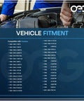 Vehicle fitment chart for Premium Marine Starter Replacement For Yamaha Outboard Engines From 1984 Through 2002 115 130 150 175 200 HP Direct Fit Plug And Play Easy Install Durable High Quality Replacement Part SHI0031 41044006 6E58180010 6E58180011 shown in workshop setting.
