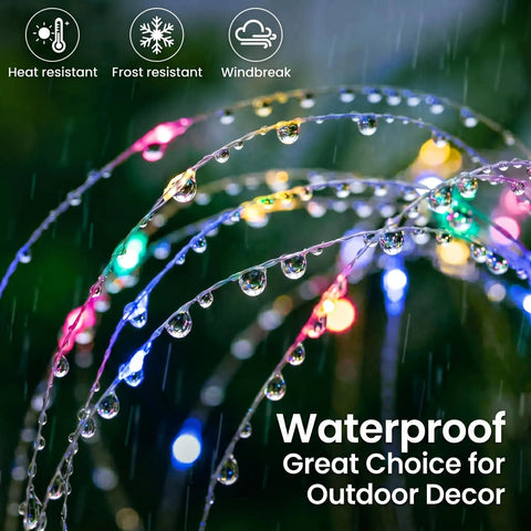 Solar Powered Outdoor Fairy Lights With 8 Modes And 120 Led Firework Effect Multicolor For Garden Yard Path Pool Patio Waterproof