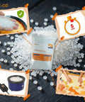 Straight Up General Purpose Hot Melt Glue Beads For Crafting 1 Pound Bag on a wooden table surrounded by crafting supplies.