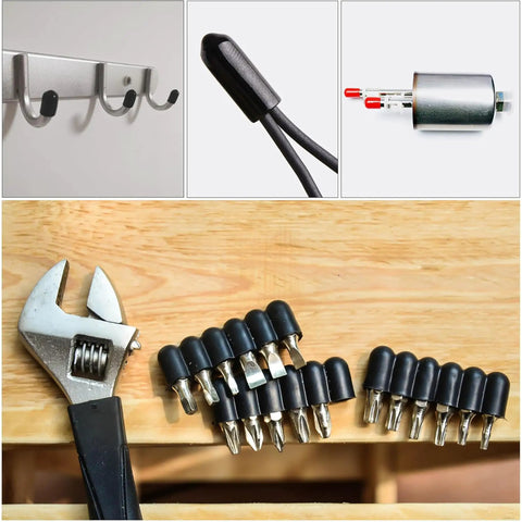 Heavy Duty Black Vinyl End Caps Assortment Kit With 40 Pieces For Multiple Sizes Including Quarter And Half Inch To Protect Furniture Legs And Metal Threads From Scratches While Keeping Your Home Projects Looking Fresh, black vinyl caps on metal plugs
