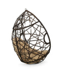 Side view of Indoor Outdoor Teardrop Wicker Hanging Chair For Patio And Deck, Multi Brown Tan Teardrop Basket Swing, Stand Not Included