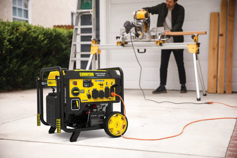 10,000-Watt Electric Start Home Backup Open Frame Portable Inverter Generator With Quiet Technology on worksite