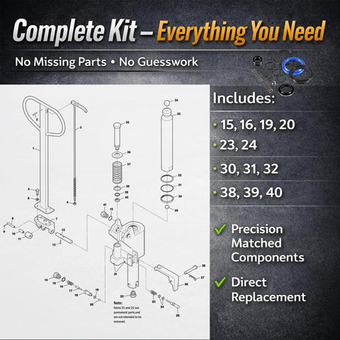 Pro Grade Complete Seal Replacement Kit For Pallet Mule AA5000 And AA5500 Hydraulic Jack Restore Lifting Power And Stop Leaks Fast With Durable Seals And Quick Install For Less Downtime diagram