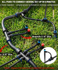 230Ft Drip Irrigation Kit With Quick Connect PE Tubing featuring main 3/8 inch and branch 1/4 inch diameters for precise watering