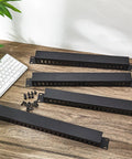 4 Pack 1U 24 Slot Horizontal Rack Cable Management Kit with metal finger duct organizer, cover, mounting screws for 19 inch server racks