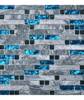Blue Gray Glass Dope Decorative Tile 5 Pack Mosaic For Kitchen Backsplash Or Bathroom Backsplash Mesh-Backed 11.8 X 11.8 Inch