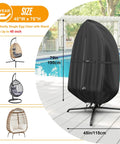 Waterproof Outdoor Egg Chair Cover For Hanging Swing Upgraded 500D Oxford on poolside deck, fits 45 inch wide by 75 inch high.
