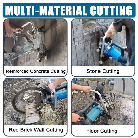 8800W Wet Masonry Ring Saw With Anti Vib Cushion Grip And Water Cooling For Dust Free Concrete Granite Marble Cutting Includes Dual 23 Inch Diamond Blades used for cutting reinforced concrete, stone, red brick, and floors.
