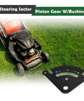 Steering Sector Pinion Gear With Bushings Replacement For D130 D140 D150 D160 D170 Tractors shown with lawn tractor