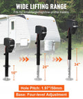 Electric Trailer Jack With 4000 Lbs Capacity And 9.84 To 33.85 Inch Adjustable Lift Waterproof Cover shown at various heights