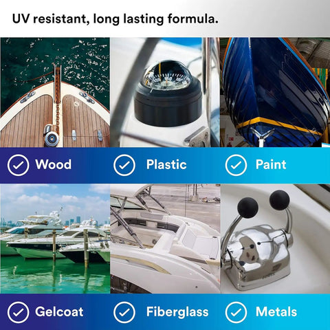 Marine Adhesive Sealant 4000 UV Medium Strength Flexible Waterproof Sealant surfaces and materials compatibility collage