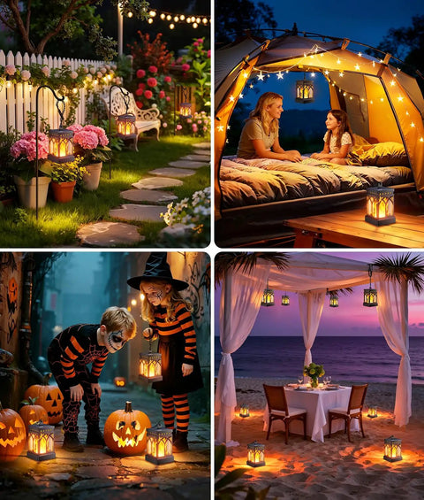 Must Have 4 Pack Dancing Flame Solar Lanterns Outdoor Waterproof With Upgraded Flickering Flame And Constant Modes lighting scenes