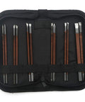 12 Piece Wood Carving Tools Set Featuring Premium Manganese Steel Blades And Solid Grips For Whittling Stamp Engraving And Wood Crafting in a zippered case.