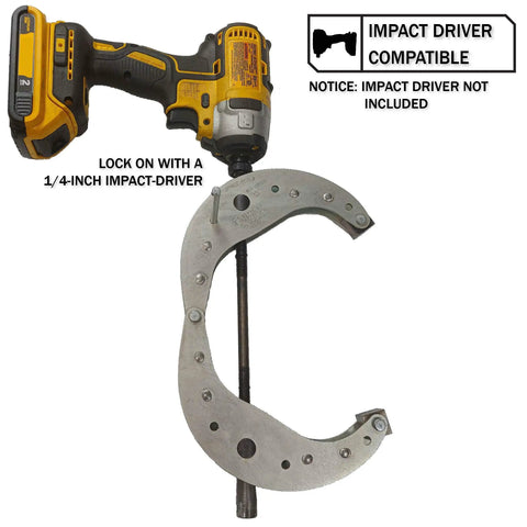 1/4 Inch Impact Driven Clamp Delivers 2000 Pounds Clamping Force, Quick Hand To Impact Switch, Grade 8 Steel Construction, Heavy Duty Clamp For Woodworking And Metal Fabrication, Built To Handle Tough Jobs. impact-driver compatible 1/4-inch steel clamp
