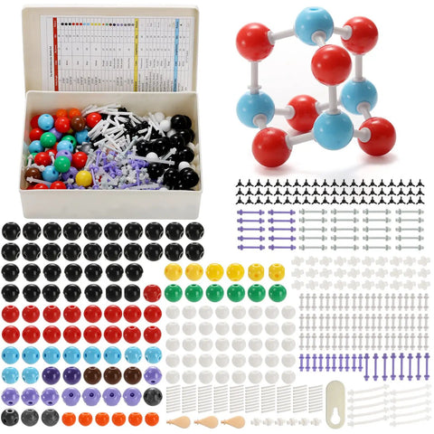 Chemistry Molecular Model Kit With 444 Pieces For Building Organic And Inorganic Structures, shown with atoms and bonds