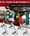 Mechanic working on car with 14 Piece Engine Splash Shield Fastener Kit with Screws Bolts and Clips for Honda Accord CRV Civic Acura