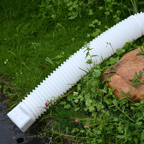 Two Pack Flexible Rain Gutter Downspout Extensions Extendable From 21 To 60 Inches With Split Design Drain Diverter White outdoors