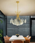 Dope Modern Gold Crystal Chandelier Bouquet Pendant Light With Flower Dandelion Design Hanging Ceiling Fixture For Living Room Or Restaurant