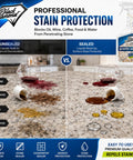 Image comparing unsealed and sealed granite countertop using Hassle Free Spray Sealant That Locks Down Granite And Marble Countertops Against Daily Messes While Delivering Contractor Grade Stain Defense That Keeps Stone Surfaces Looking Fresh And Completely Water Repellent Year Round.