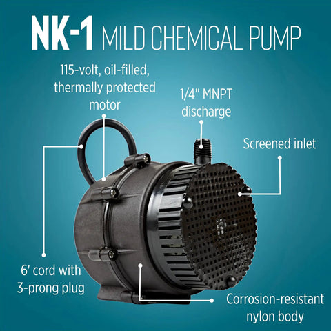 Plug And Play 115 Volt Submersible Centrifugal Pump Resists Mild Acid And Alkali Flow Delivers Heavy Duty 210 Gph Volume image showing corrosion-resistant nylon body.