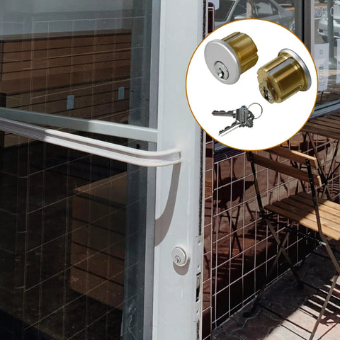 Heavy Duty Mortise Cylinder Lock For Commercial Storefront Doors, Satin Chrome Brass Cylinder, Compatible with Adams Rite