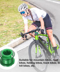 Cyclist on green bike with green 5 Piece M8 Aluminum Alloy Chain Ring Bolts For Bike Crankset Nuts Chainwheel Screws, road